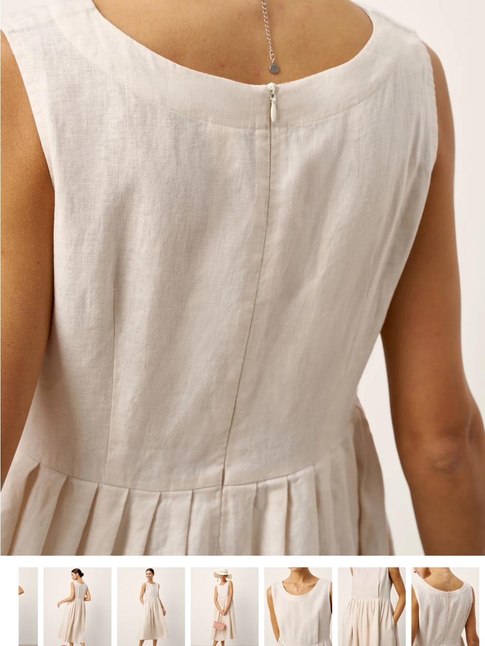 Lintico 100% Linen Sleeveless Crew Neck
Waist Pleated Midi Dress SELENE S - Picture 3 of 6